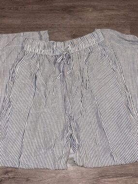 Gap Striped Drawstring Lounge Pants - Blue & White